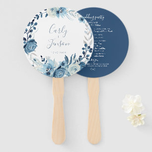 Éventail Élégant Mariage de couronne bleu floral