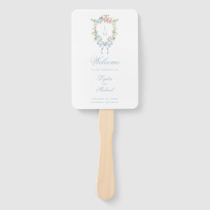 Éventail Élégant Mariage de monogramme de couronne fleurie