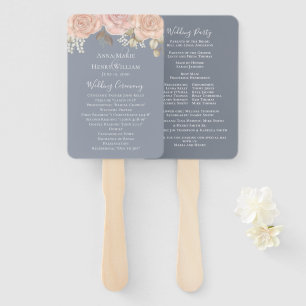 Éventail Élégant mariage Floral Watercolor Rose Programme