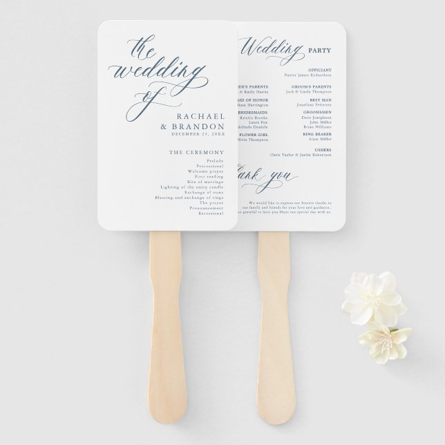 Éventail Elégant minimaliste simple moderne Mariage chronol (Devant et derrière)