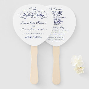 Éventail Élégant Modèle du programme de mariage bleu et bla