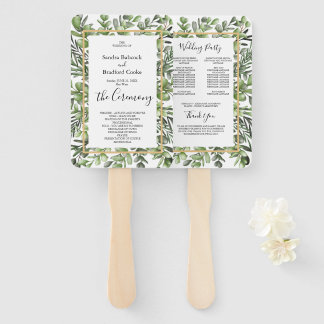 Éventail Élégant programme de cérémonie Mariage Eucalyptus