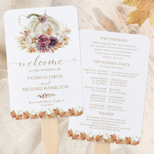 Éventail Élégant Programme de Mariage Citrouille Blanche Au