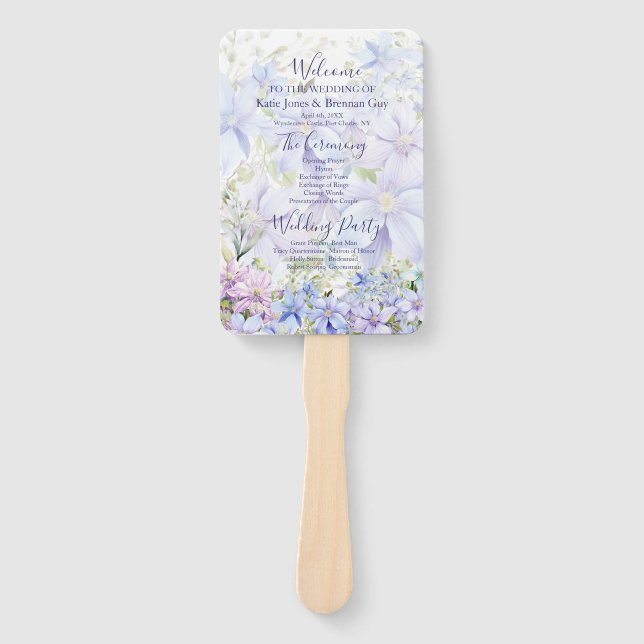 Éventail Élégant programme de mariage Clematis Periwinkle (Devant)
