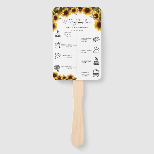 Éventail Élégant programme de mariage de bouquet de tournes (Devant)