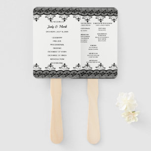Éventail Élégant programme de mariage en dentelle noire