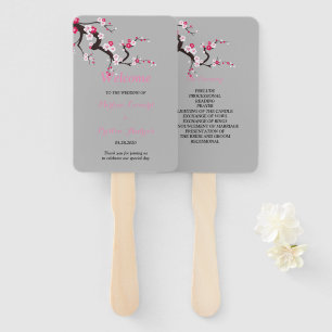 Éventail Elégant programme de mariage floral rose Cerisier