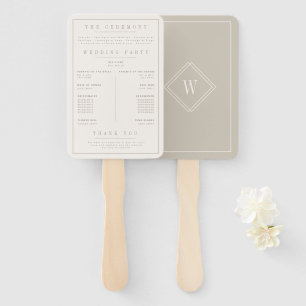 Éventail Élégant programme de mariage minimaliste beige
