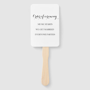 Éventail Élégant programme de mariage noir et blanc drôle
