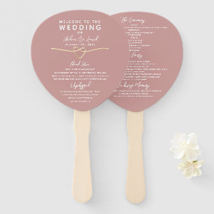 Éventail Élégant programme de mariage rose Dusty