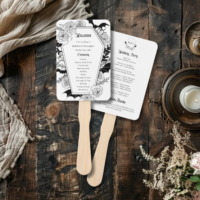 Éventail Élégant programme gothique de mariage de café flor (Créateur téléchargé)