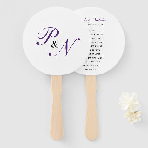 Éventail Élégant Programme Royal Purple Monogram Mariage