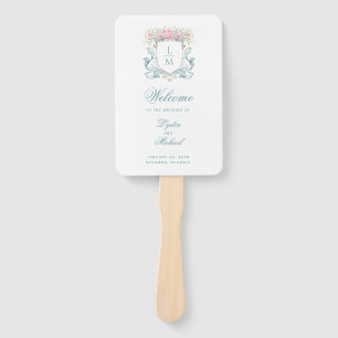 Éventail Élégant Rose Crest Monogramme Programme de mariage