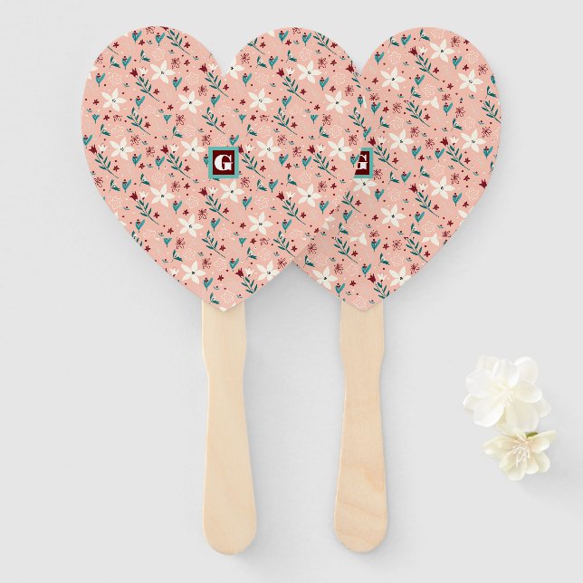 Éventail Élégant rose froral (Devant et derrière)