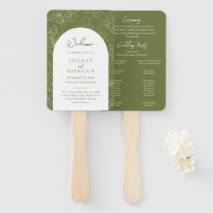 Éventail Élégant Sage Floral Vert Mariage Programme Ventila