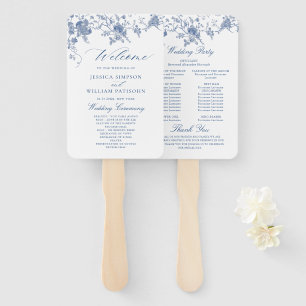 Éventail Élégant Victorian Blue Floral Wedding Programme