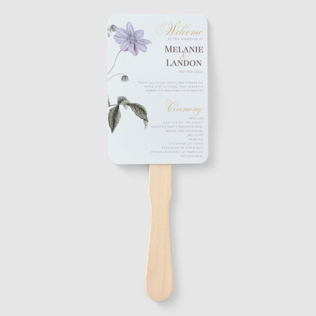 Éventail Elegant Violet & Mint Hydrangea Wedding Hand Fan (Devant)