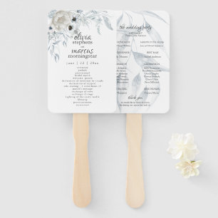 Éventail Elégante aquarelle Dusty Blue Floral Programme