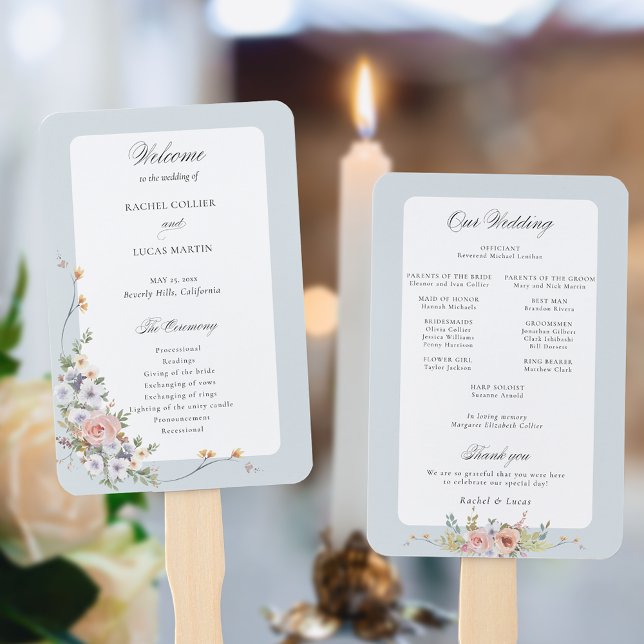 Éventail Élégante calligraphie florale Pastel Boho (Créateur téléchargé)