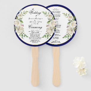 Éventail Élégante cérémonie de Mariage de Boho Blue Floral
