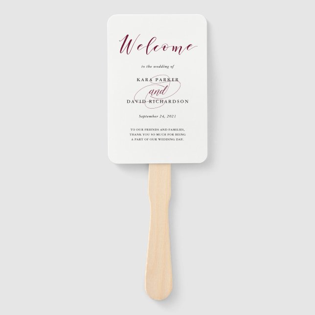 Éventail Élégante typographie | Marsala Mariage (Devant)