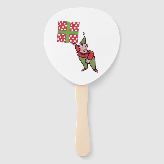 Éventail Elf With Polka Dot Gift paddle hand fans (Devant)
