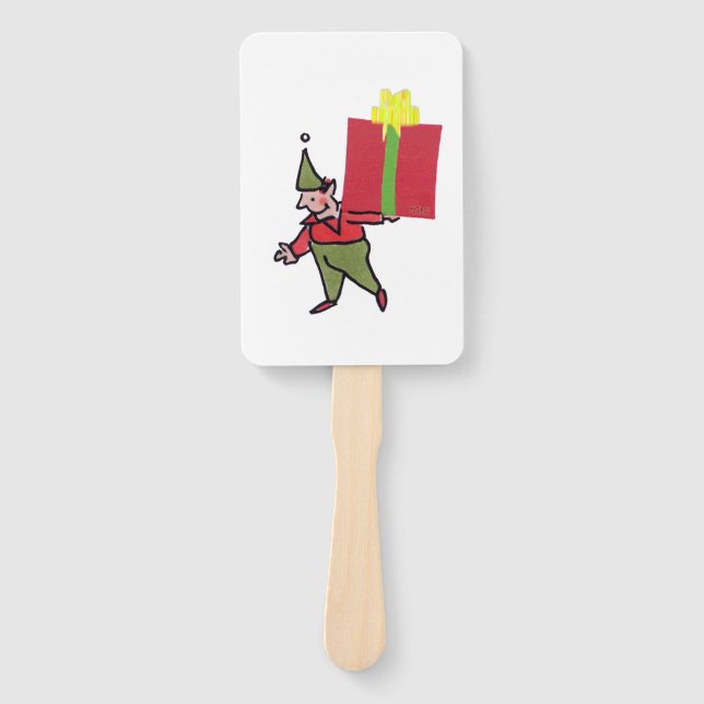 Éventail Elf With Red Box rectangle hand fans (Devant)