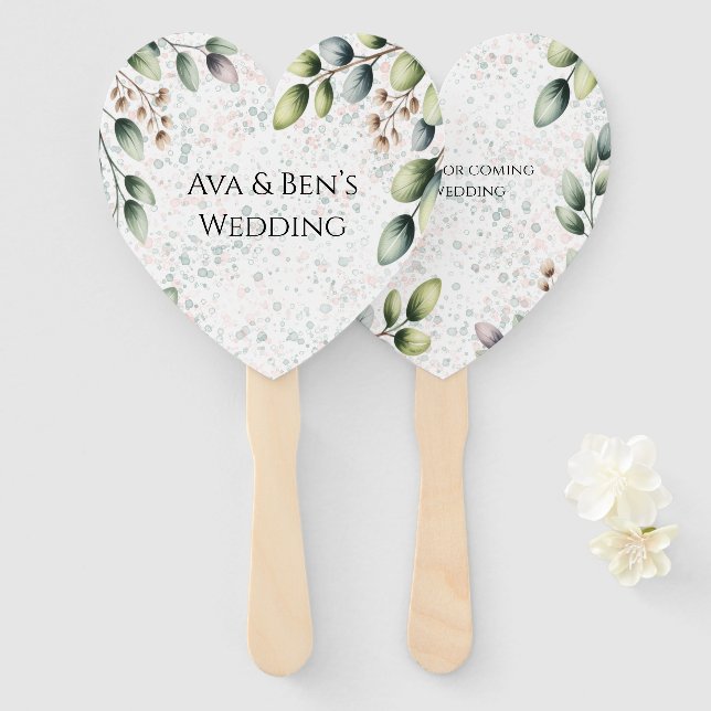 Éventail Encre Alcoolique Mariage Eucalyptus Blush (Devant et derrière)