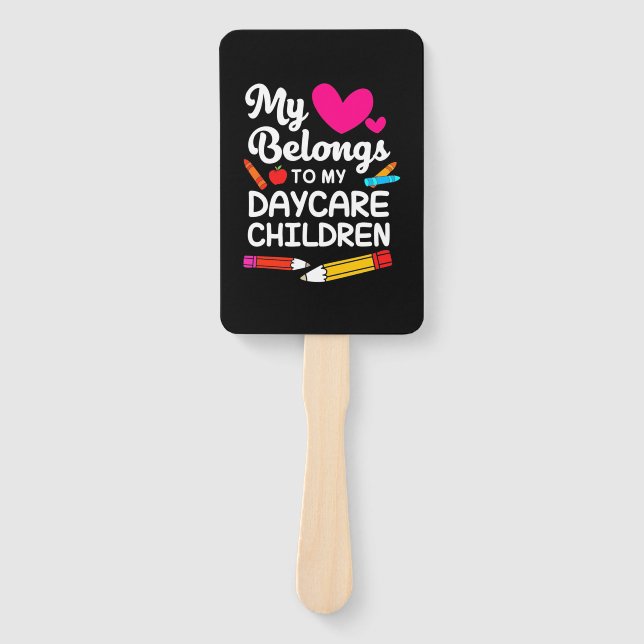 Éventail Enseignant Mon Coeur Appartient Aux Enfants (Devant)