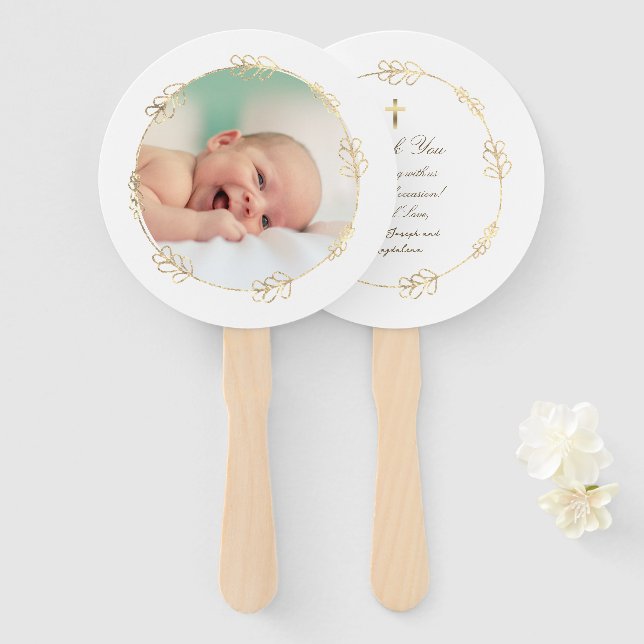 Éventail ensemble de dix fausse feuille cadre Baptême (Devant et derrière)