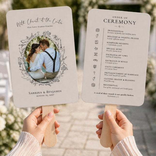 Éventail Ensemble de programmes de mariage photo chrétiens  (Créateur téléchargé)