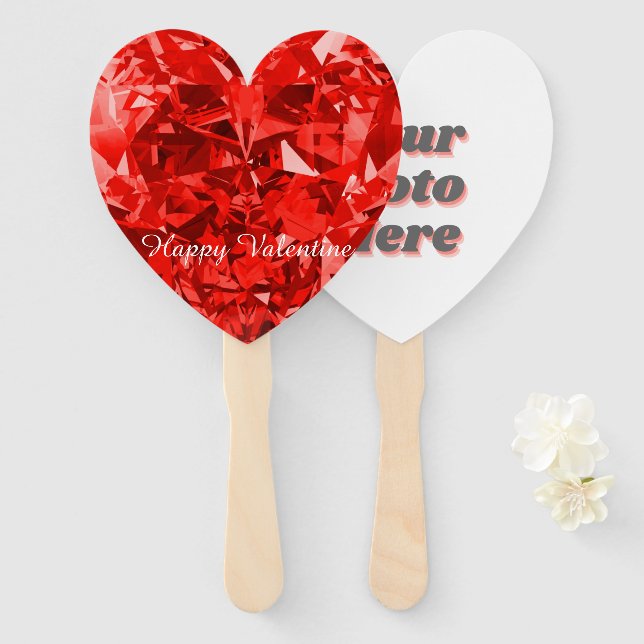 Éventail Ensemble personnalisé de ventilateurs Diamant Roug (Devant et derrière)