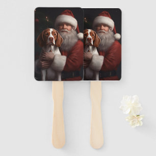Éventail Épagneul Breton avec le Père Noël Noël