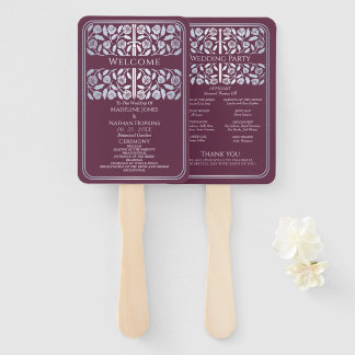 Éventail Épée argentée médiévale mauve programme de mariage