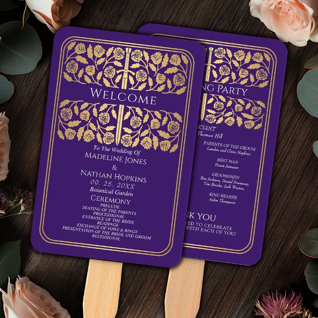 Éventail Épée dorée médiévale violette Programme de mariage (Créateur téléchargé)
