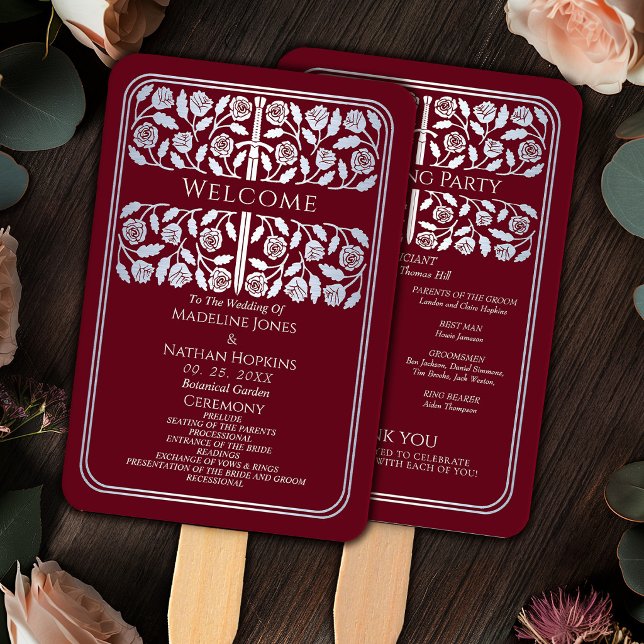Éventail Épée Médiévale Argentée Rouge Programme de Mariage (Créateur téléchargé)