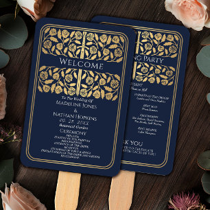Éventail Épée Médiévale Bleue Or Programme de Mariage Royal