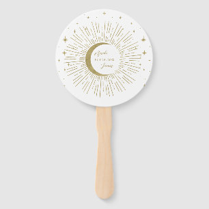 Éventail Étoiles dorées Nuit céleste Soleil éclatant Lune