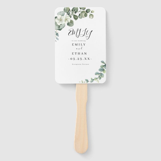 Éventail Eucalyptus Rustique Mariage de verdure (Devant)