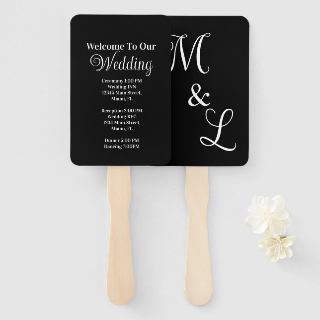 Éventail Événement de mariage de script moderne programme n (Devant et derrière)