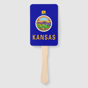 Éventail Fan à main avec drapeau de l'État du Kansas, États