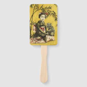 Éventail Fan japonaise vintage de main de geisha et de