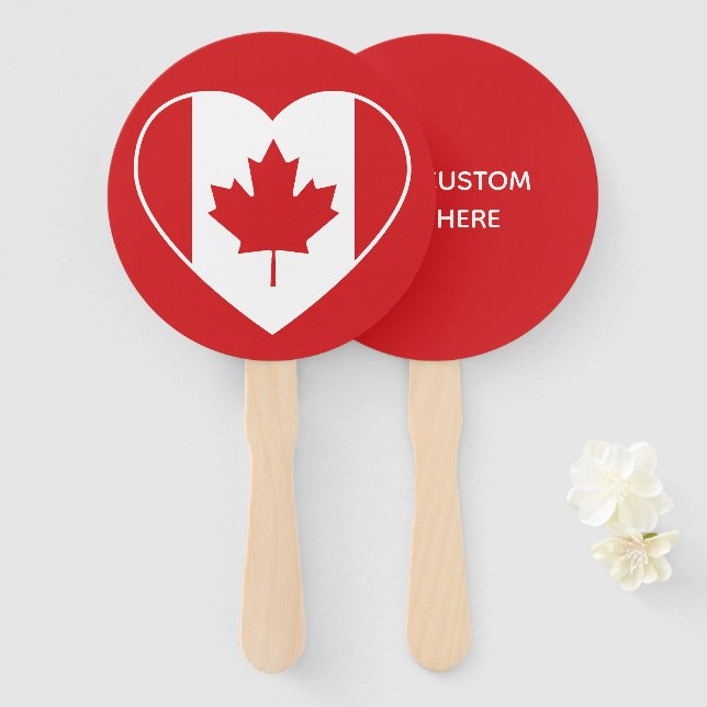 Éventail Fans de main de texte personnalisé Canada Love (Devant et derrière)