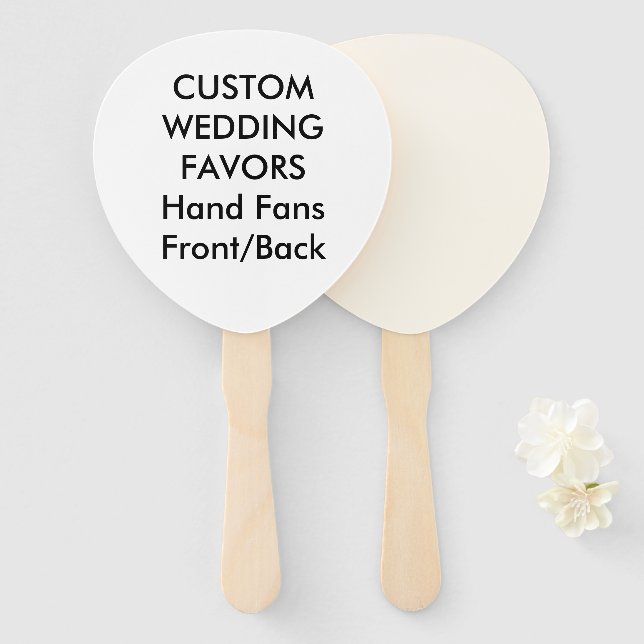 Éventail FANS MAIN mariages Personnalisés - PADDLE ECRU (Devant et derrière)