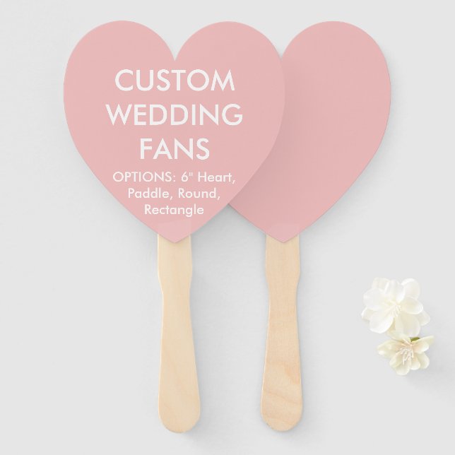 Éventail FANS MARIAGES Personnalisés BÉBÉ ROSE COEUR (Devant et derrière)