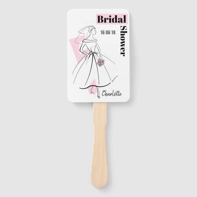 Éventail Fashion Bride Fête des mariées rose pagaie (Devant)