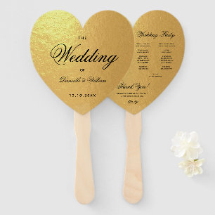 Éventail Faux Gold Foil Coeur programme de mariage Script n