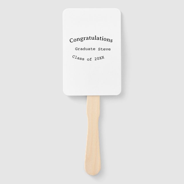 Éventail Félicitations diplômé nom promotion 20XX type w (Devant)