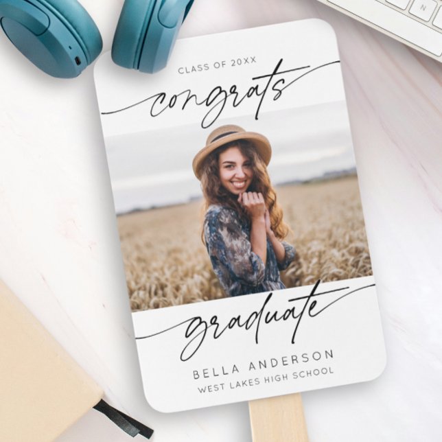 Éventail Félicitations modernes diplômé script photo  (Créateur téléchargé)