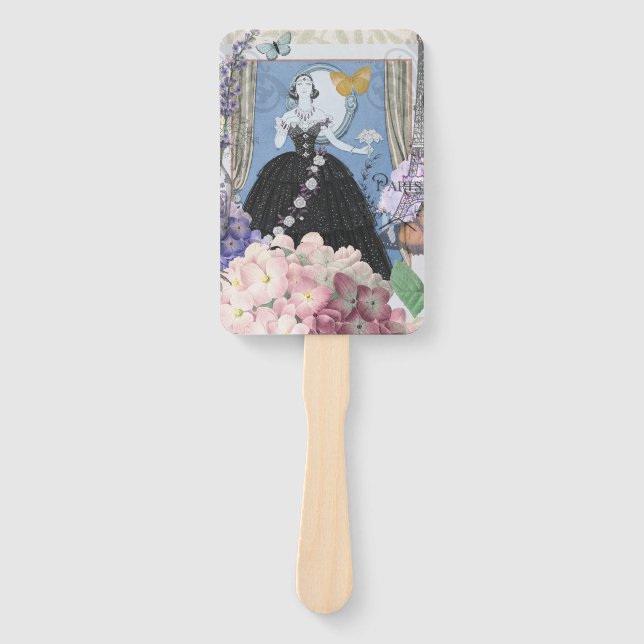 Éventail Femme élégante bleue Robe florale Chic (Devant)